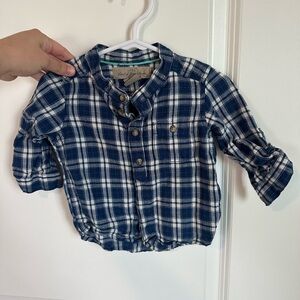 Toddler Navy and White Plaid Button-Front Shirt